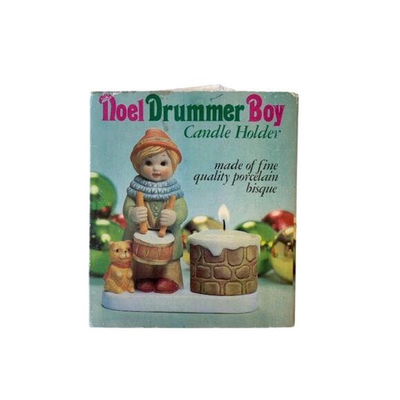 Vintage Noel Drummer Boy Christmas Porcelain Bisque Candle Holder 1980 - Picture 2 of 3